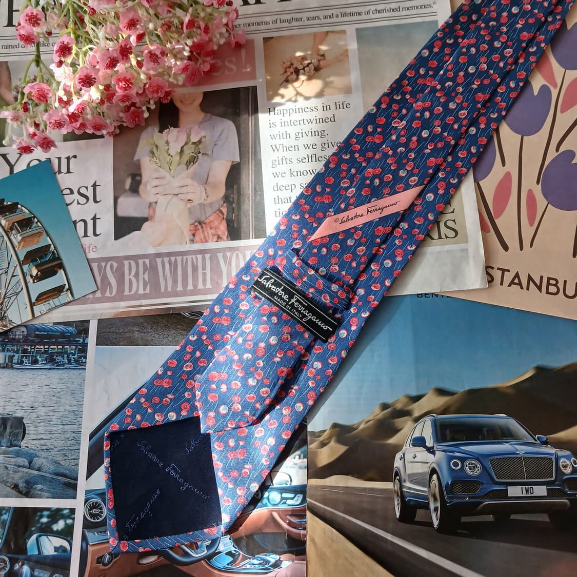 페라가모 실크 블루 플라워 넥타이 9.7cm A등급 A19334
 상품이미지4