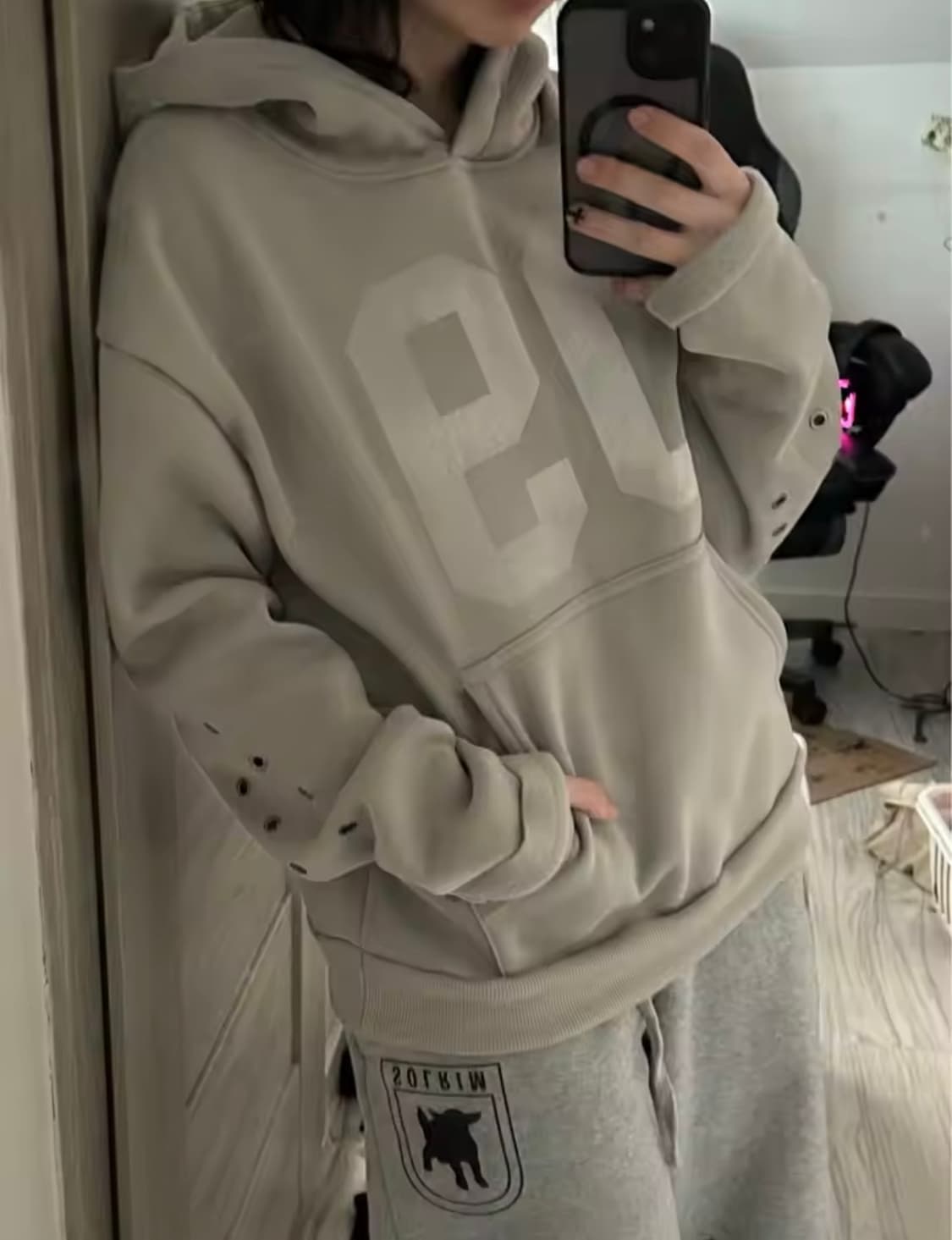 Eyelet Washed Hoodie 상품이미지2