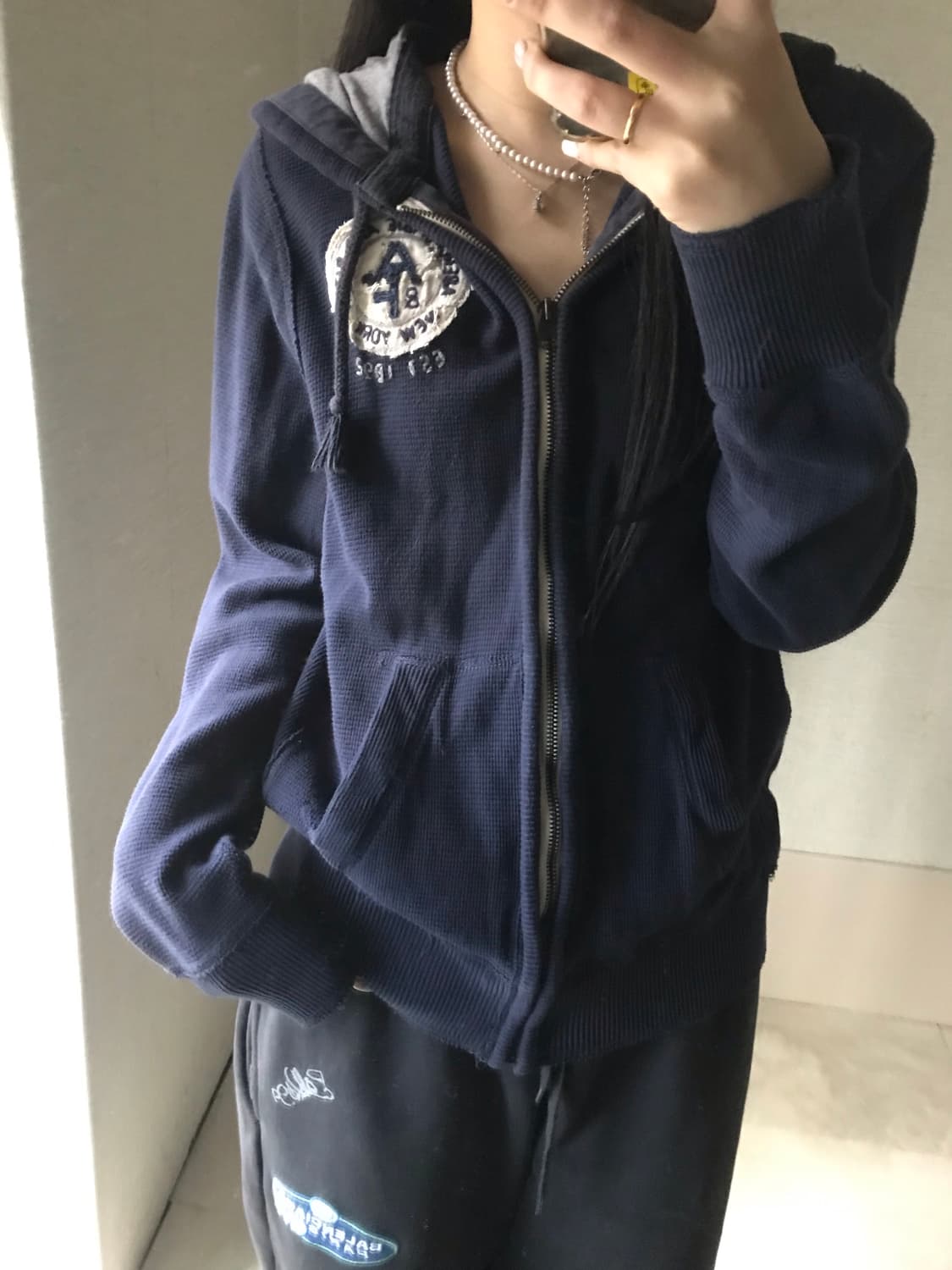 아베크롬비 네이비 와플 니트집업 상품이미지1