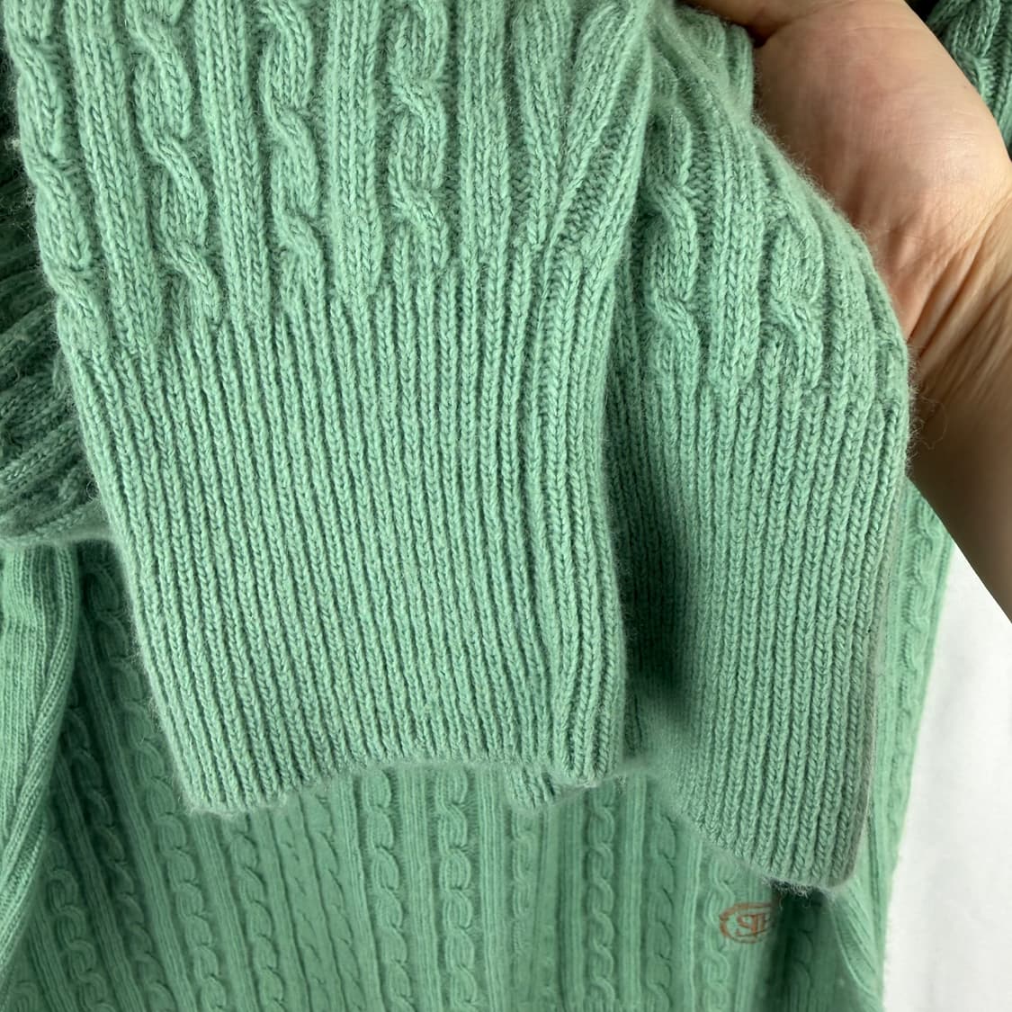 F) 시엔느 클래식 하프집업 케이블 니트 민트그린 상품이미지4