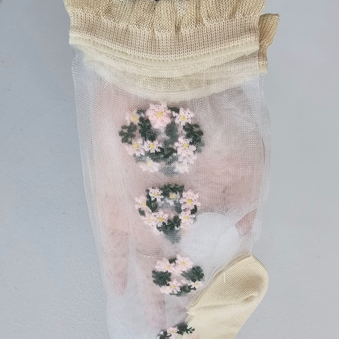 HANAE MORI 플라워 패턴 시스루 양말 스타킹 상품이미지6