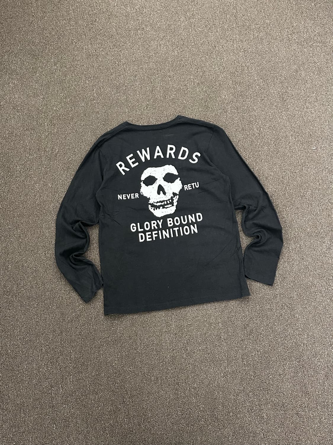 M)Japanese vintage 프린팅 v넥 블랙 롱슬리브 상품이미지1