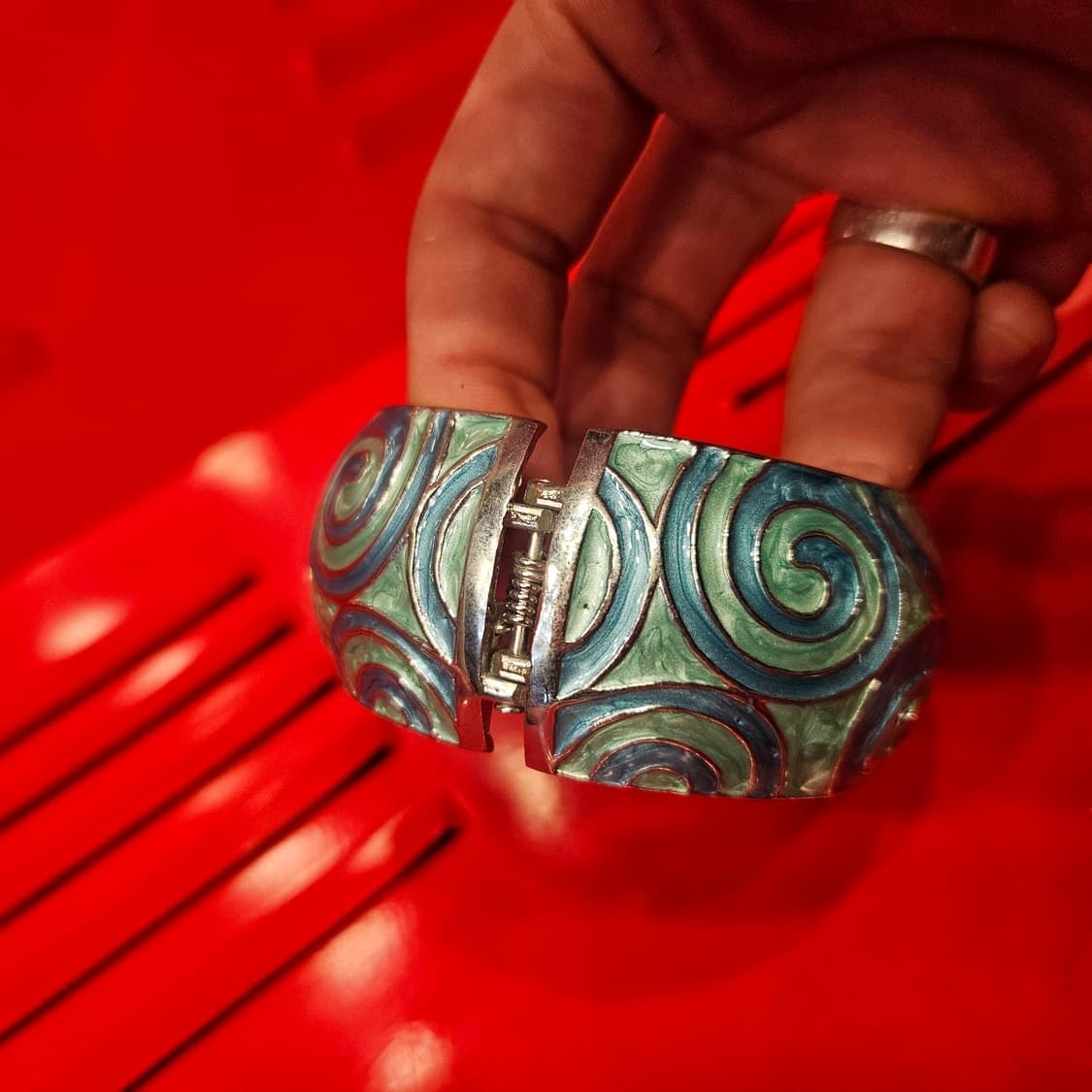 에나멜 클램퍼 볼드 빈티지 뱅글 브레슬릿 Free size 상품이미지2