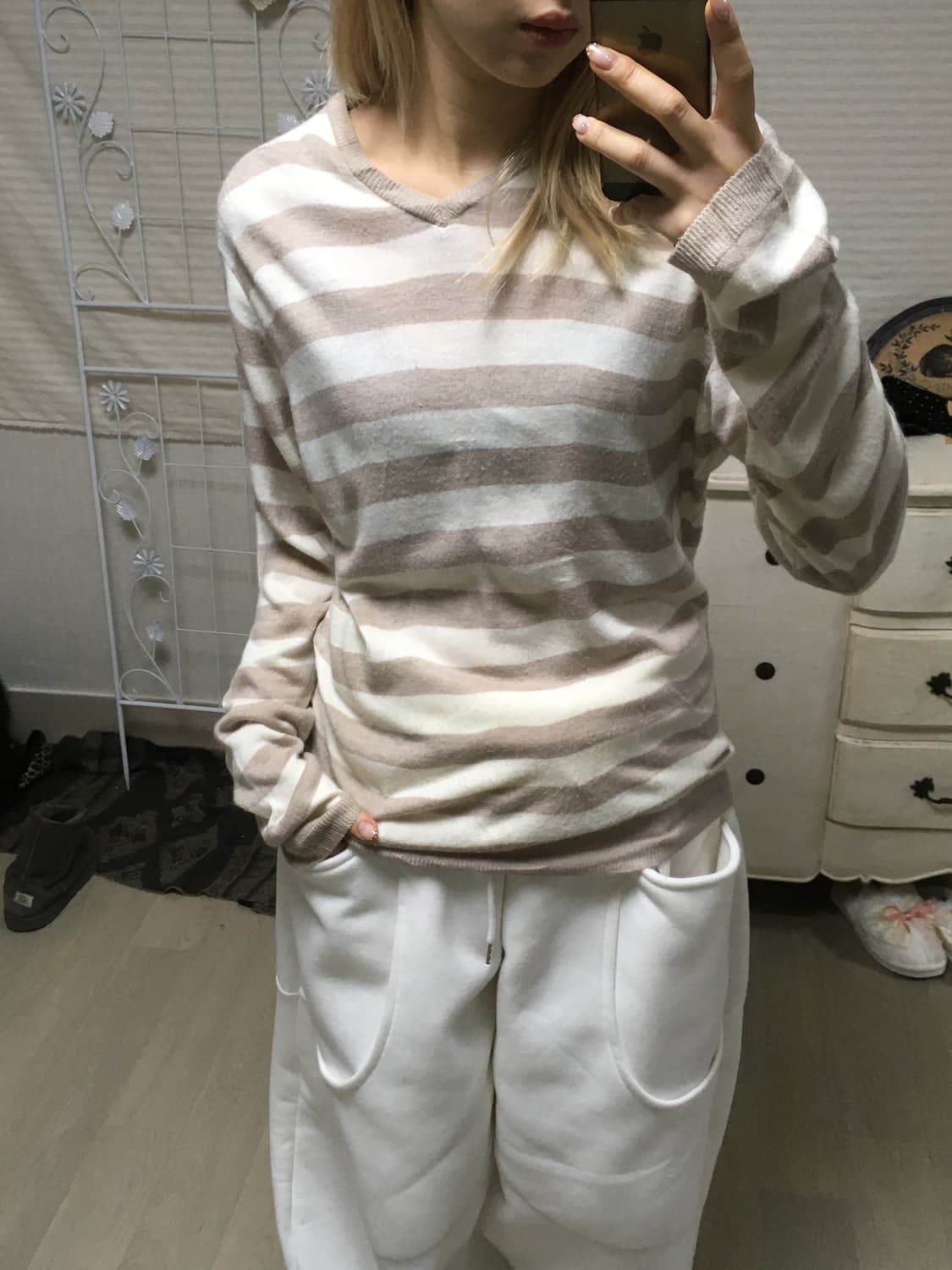 jpn vintage 스트라이프 브이넥 니트 상품이미지3