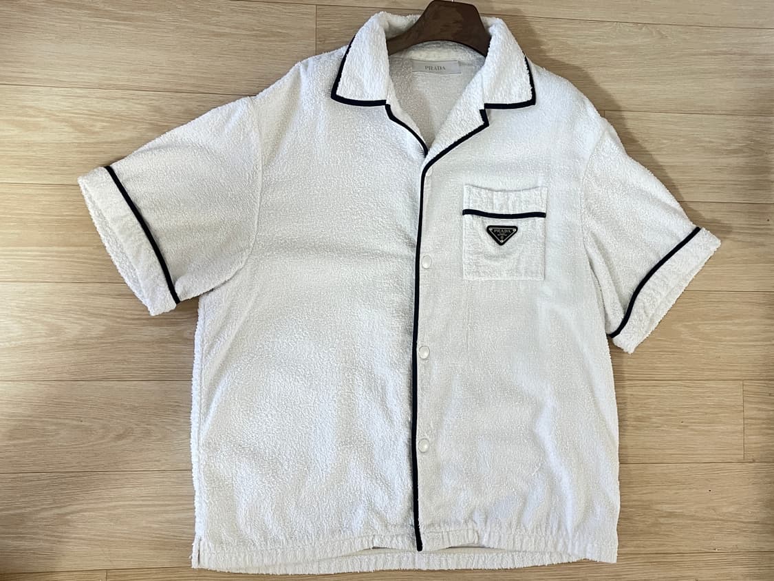 [XL] 프라다 테리 볼링 반팔 셔츠 화이트 상품이미지3
