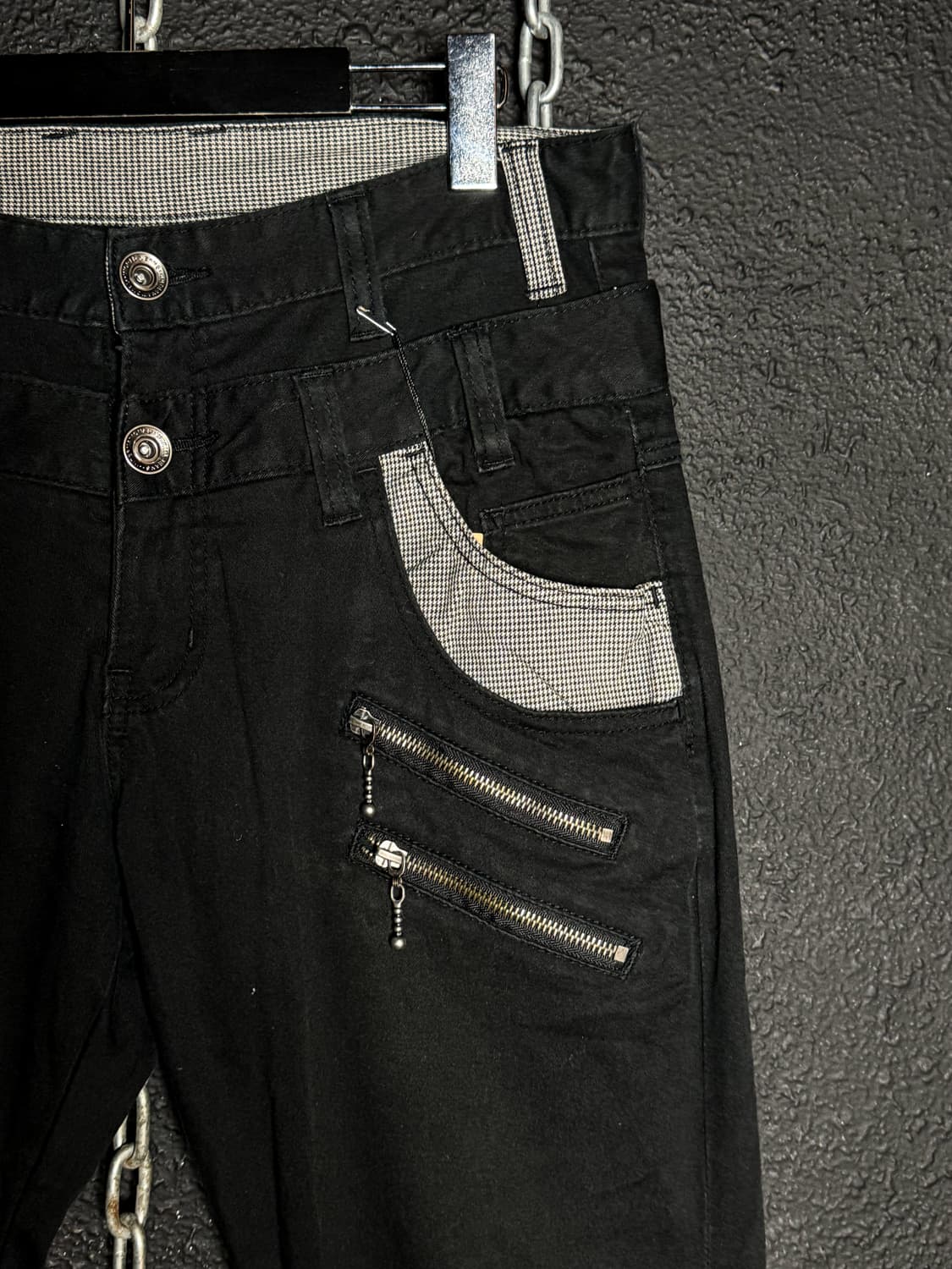 Black Zip Contrast Pants 상품이미지3