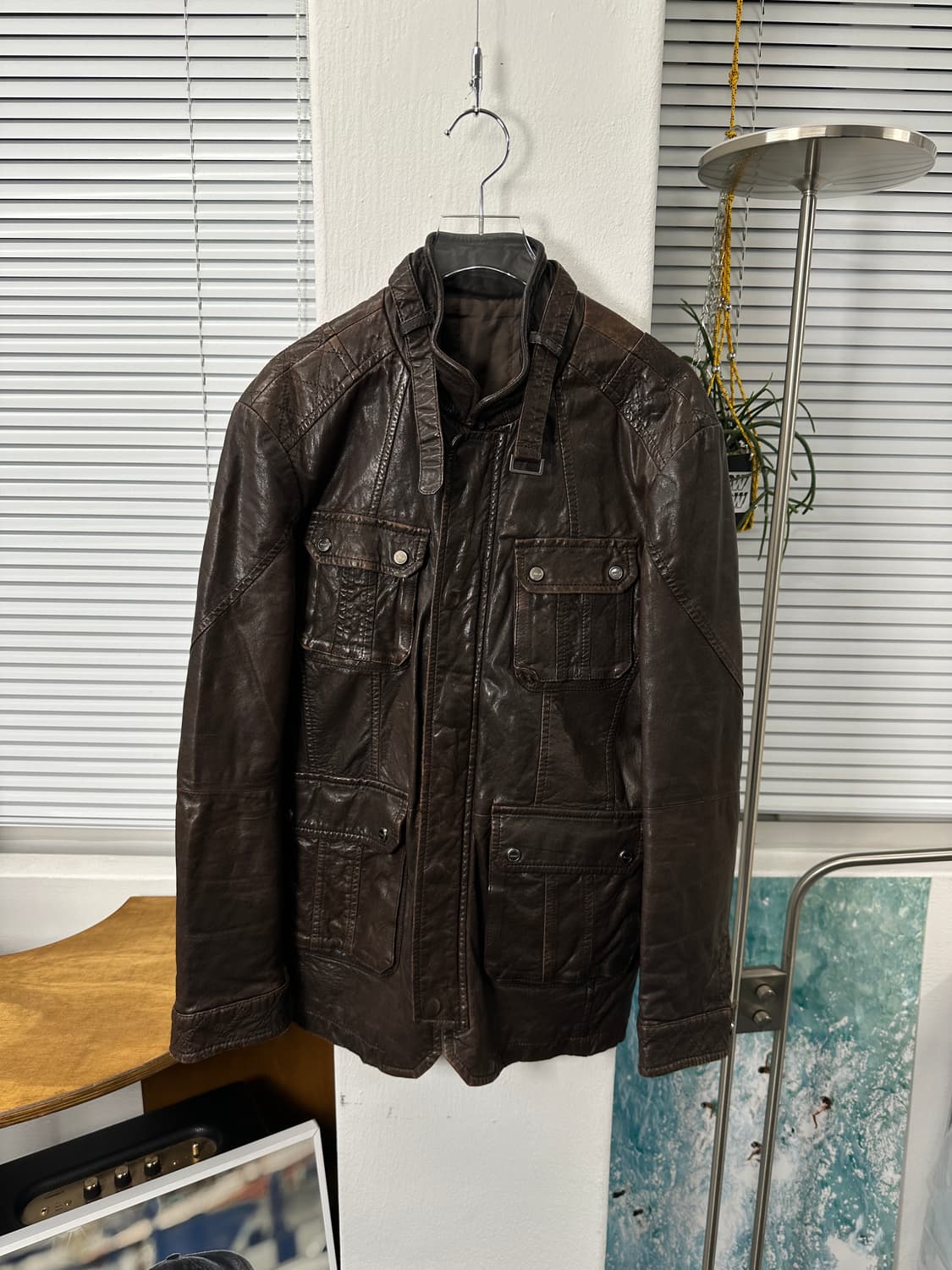 킨록 쉽스킨 포켓 버클 가죽 자켓 상품이미지1