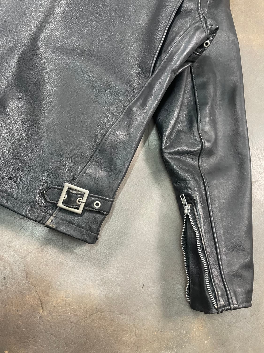 쇼트 카우 레더 라이더 자켓 상품이미지7