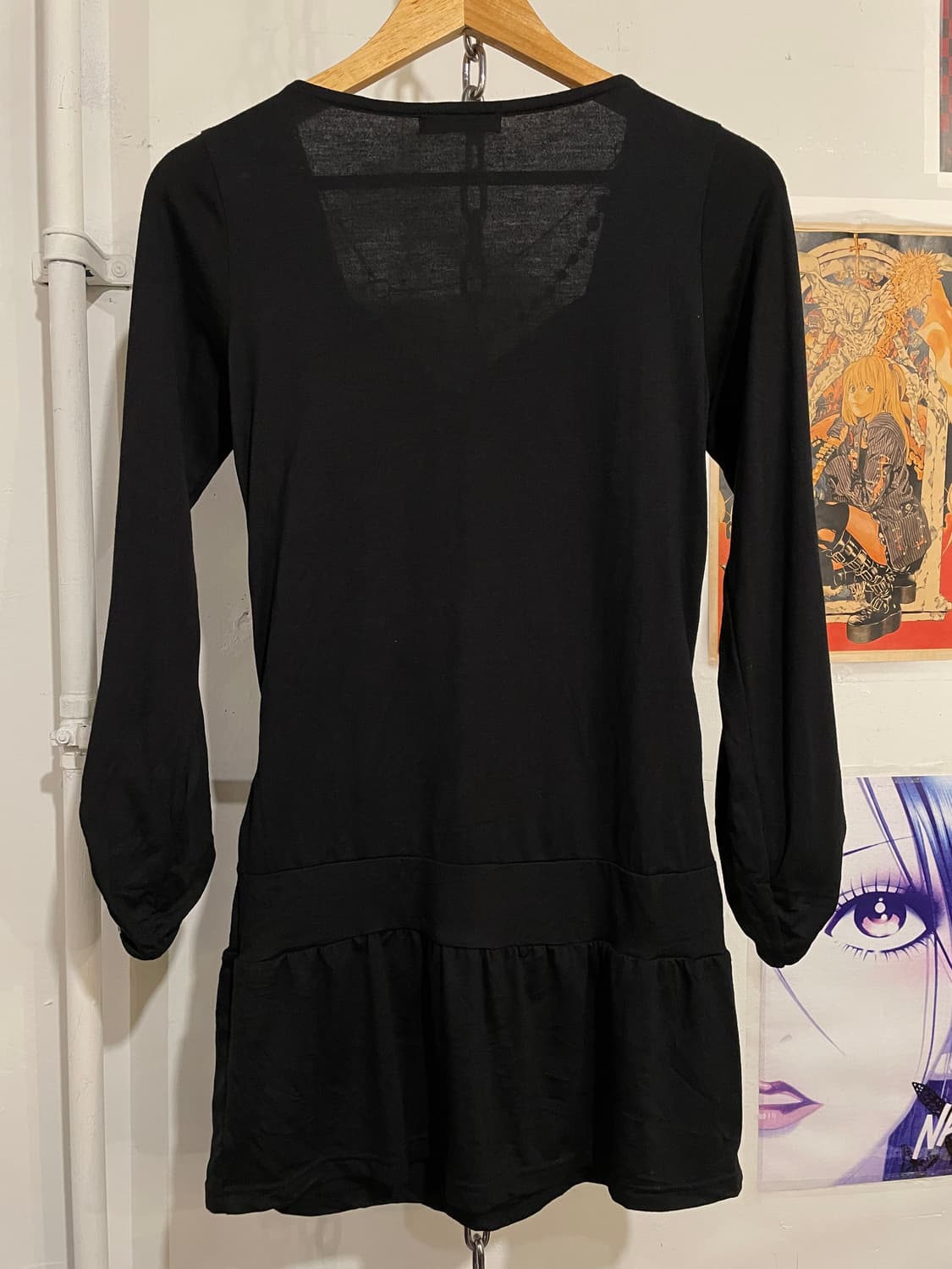 레오파드 패턴 체인 레이어드 블랙 원피스 갸루 상품이미지8