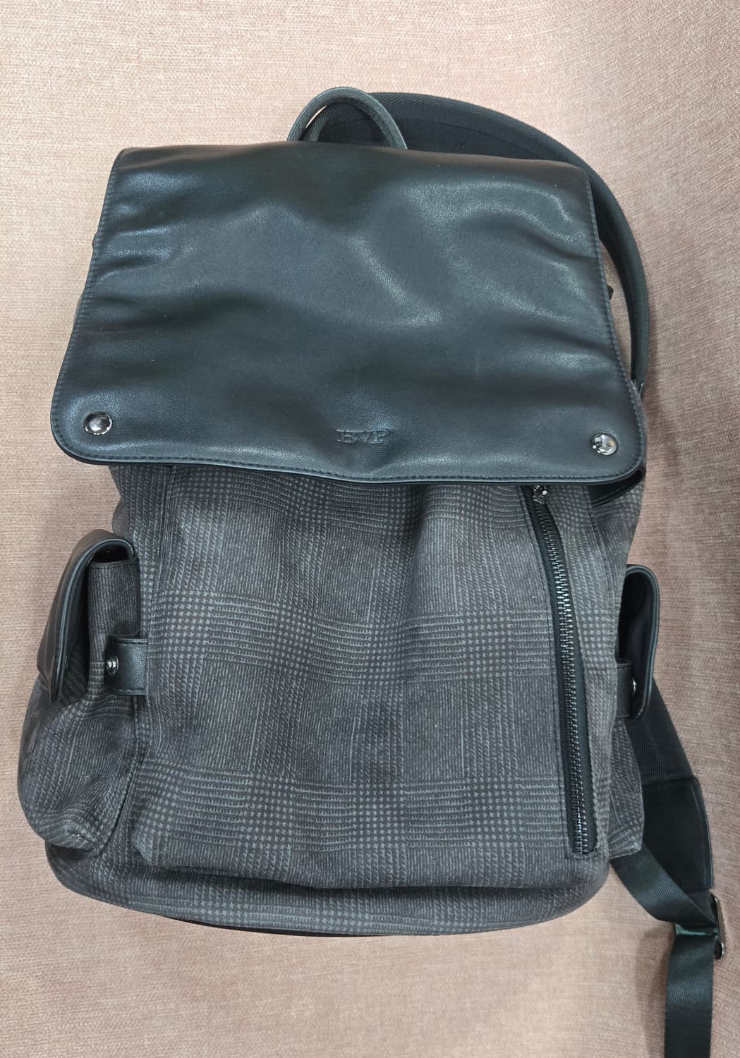 BVP  상태최상 글렌체크 가죽 백팩 가방 상품이미지1