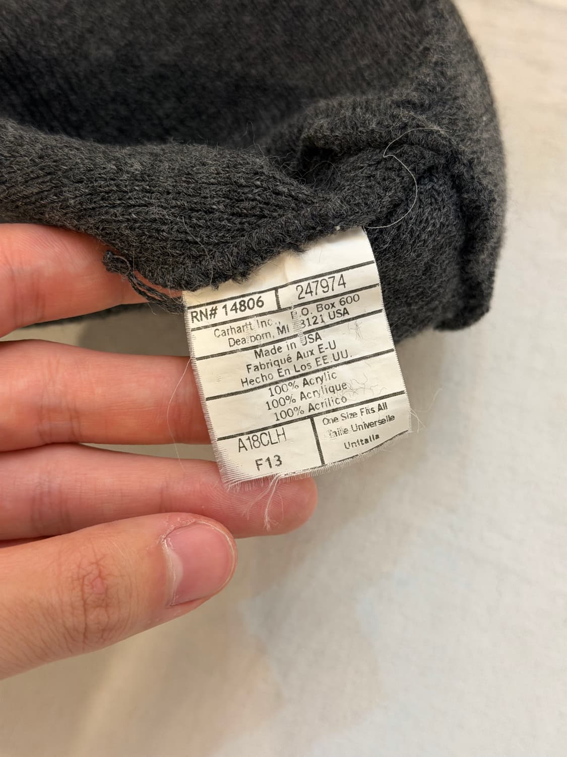 90s 칼하트 Made in USA 비니 차콜 그레이 상품이미지4