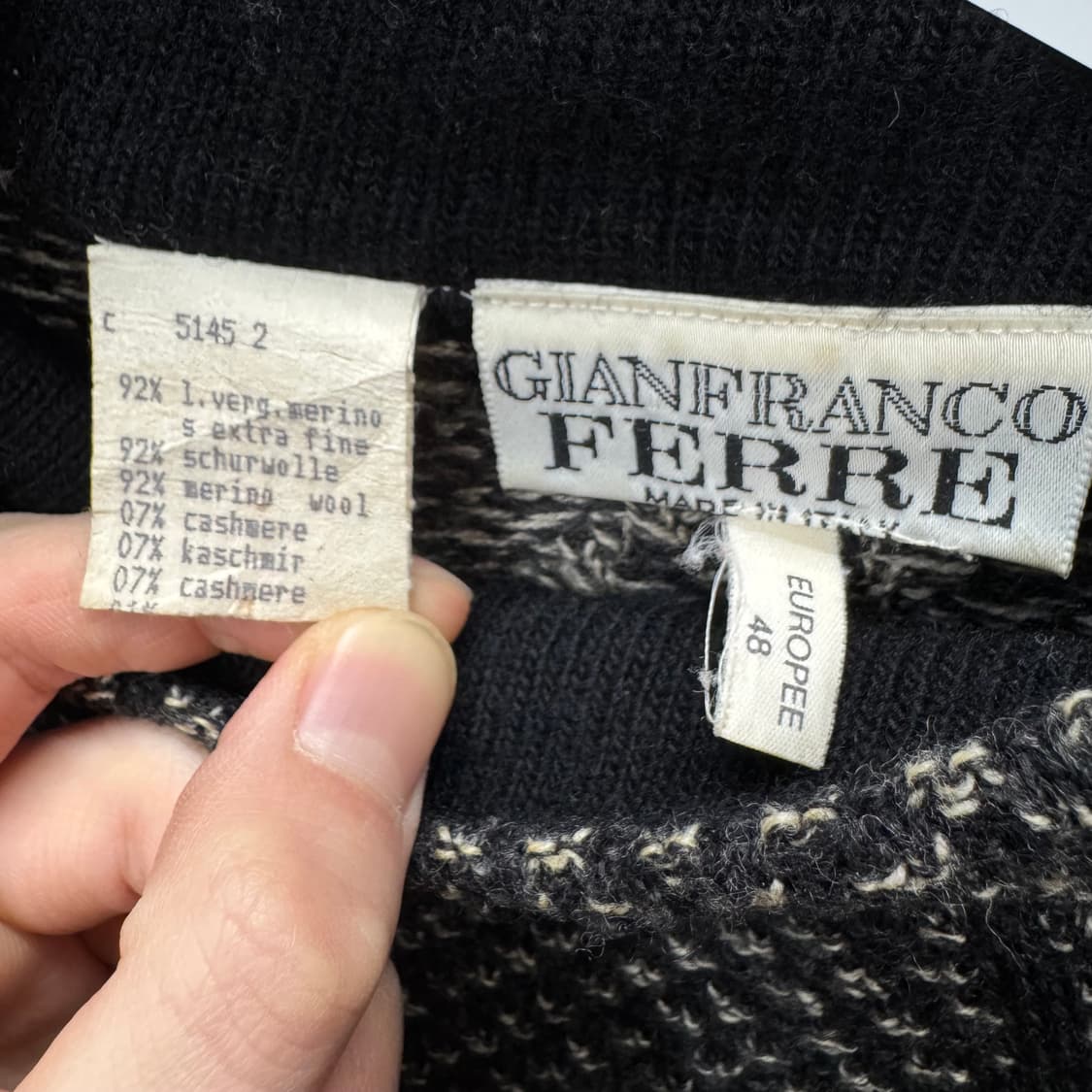 90s 잔프랑코 페레 스웨터 다이아 패턴 울 캐시미어 니트 상품이미지6