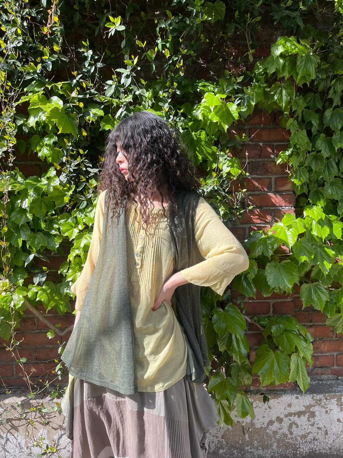 카키 그물 레이어드 베스트 상품이미지3