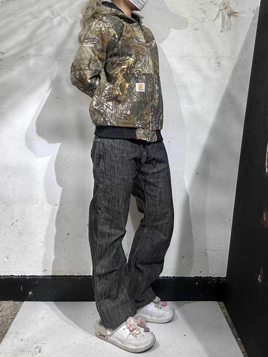 일본 빈티지 흑청 오리엔탈 와이드 데님 팬츠 청바지  상품이미지2