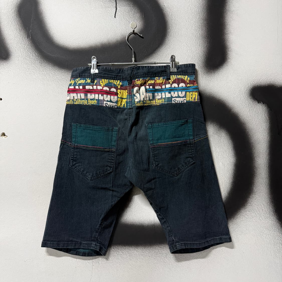 VTG 빈티지 Y2K 올드스쿨 패치워크 데님 쇼츠 팬츠 상품이미지1