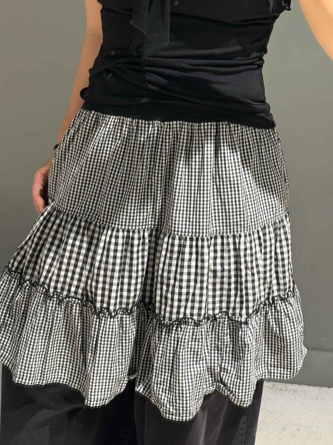 check pattern can-can midi sk 상품이미지2
