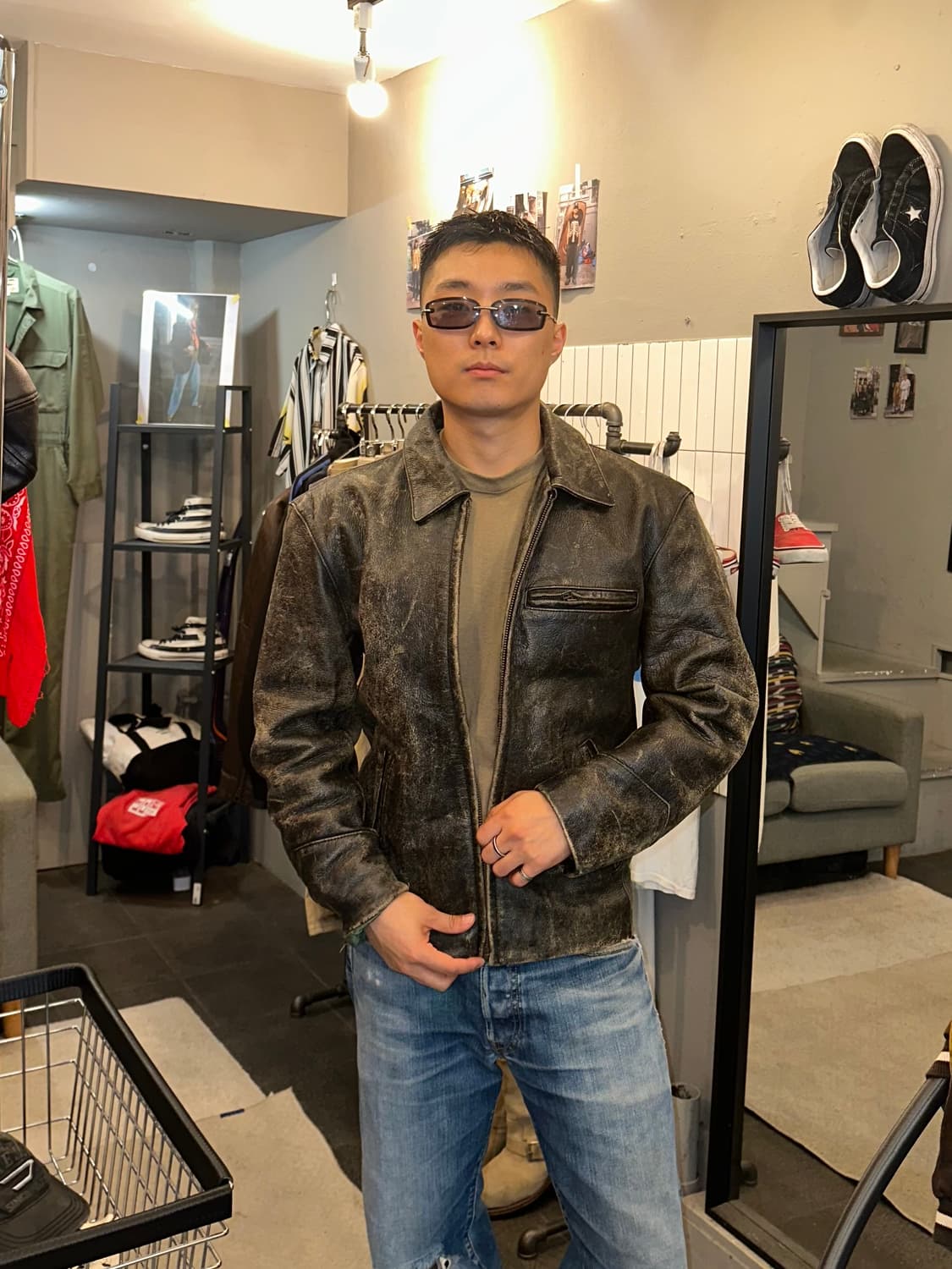 90’s Japanese Cow-leather aging jacket 상품이미지1