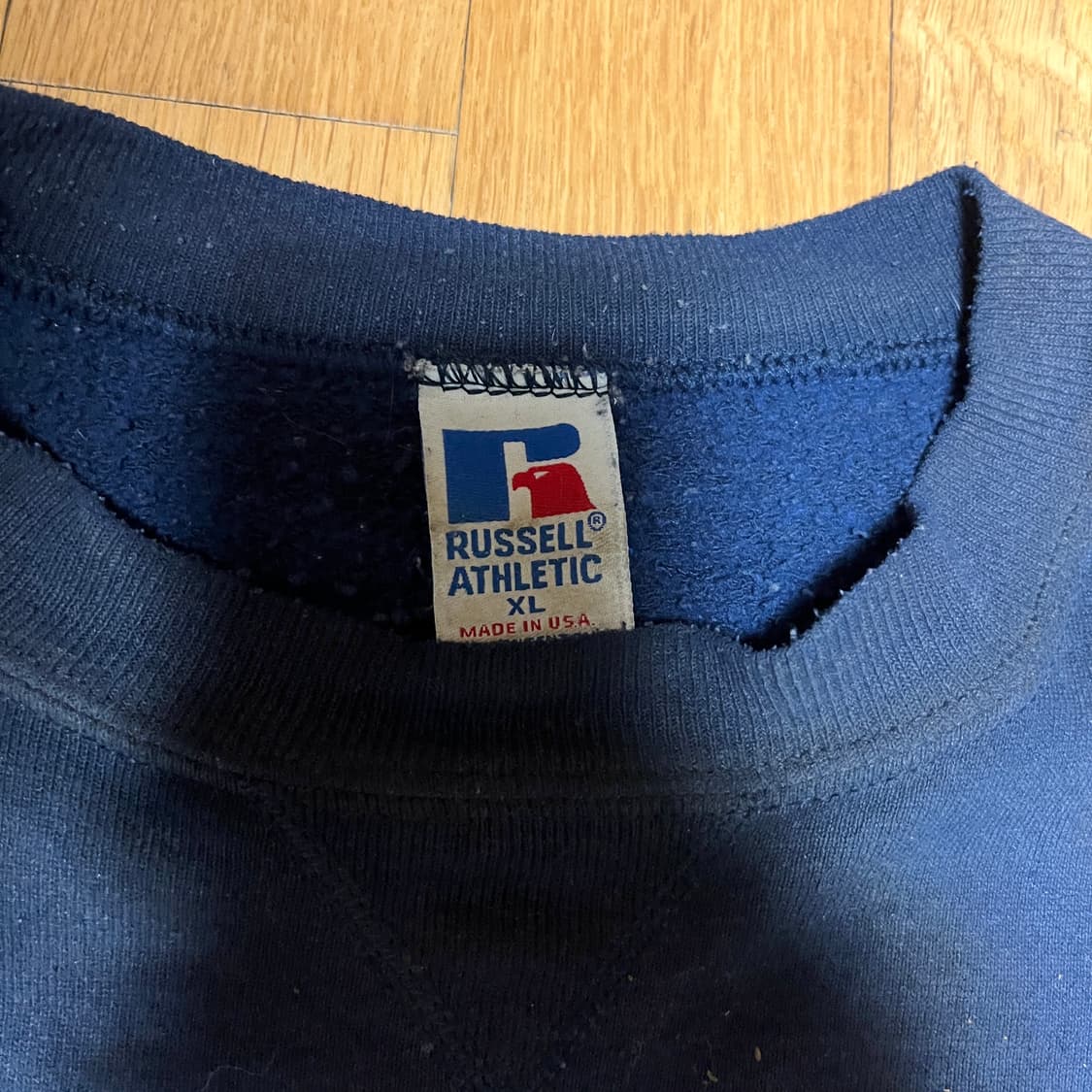 [XL] 90s USA 빈티지 러셀 크루넥 네이비 상품이미지4