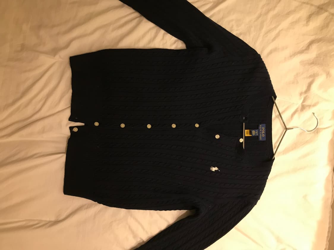 폴로 꽈배기 케이블 니트 가디건 남색 네이비 걸즈 상품이미지1