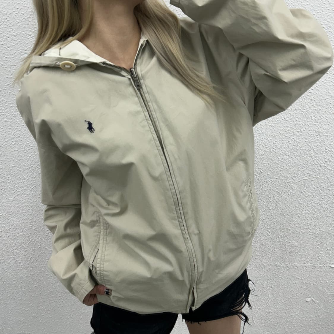  폴로 랄프로렌 네이비포니 리버시블 아이보리 후드 자켓 L 상품이미지1