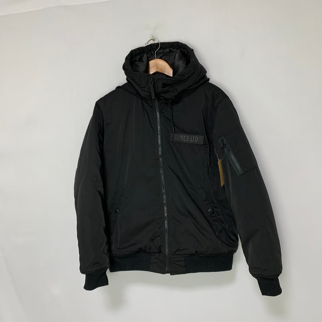 아비렉스 빈티지 후드 패딩 블랙 봄버 점퍼 L 상품이미지1