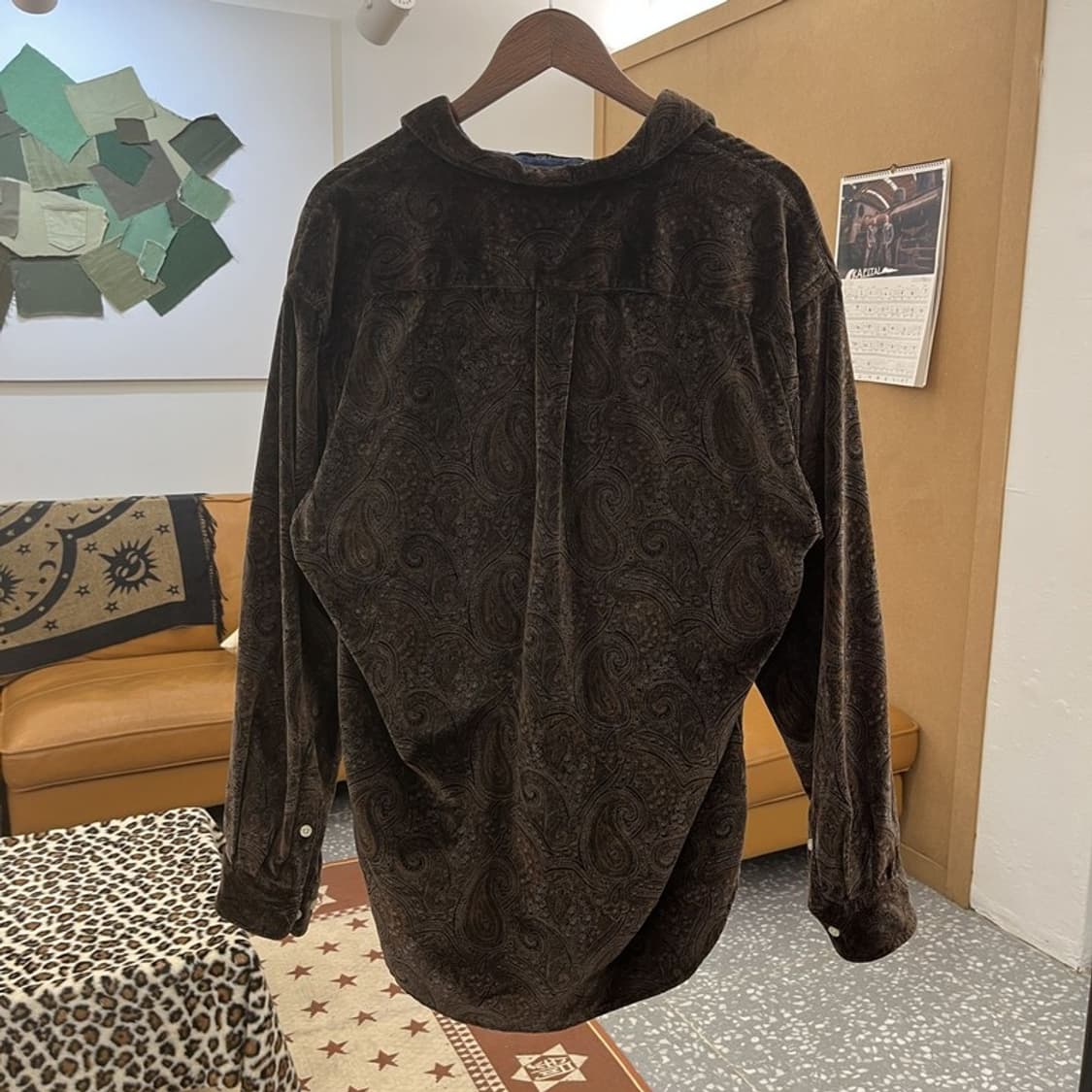 타미힐피거 90's 스트릿 펑크 페이즐리 벨벳 셔츠 L C09755 상품이미지4