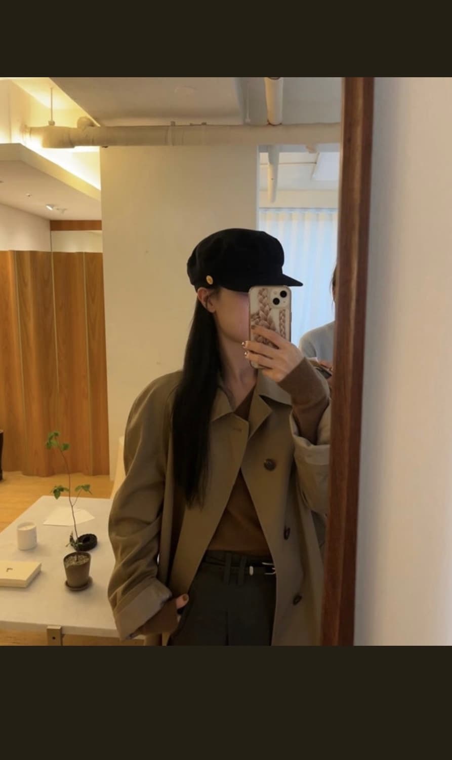 이주미착용 샵엠 Somber Cashmere Flat cap Black 상품이미지1