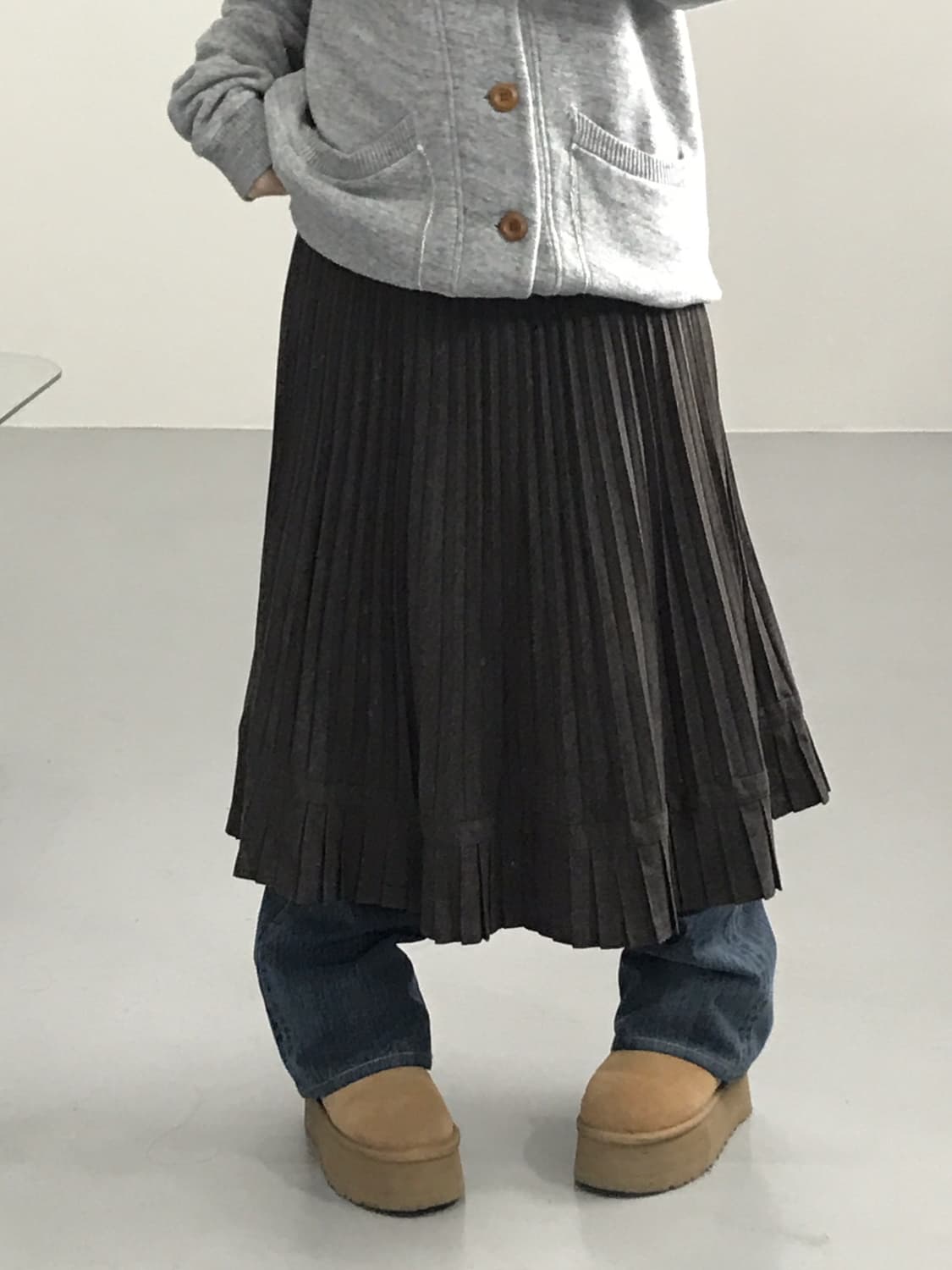 Jpn Brown Wool Midi Skirts 상품이미지1