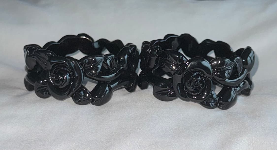 일본 고딕 엔틱 갸루 블랙 로즈 뱅글 팔찌 상품이미지2