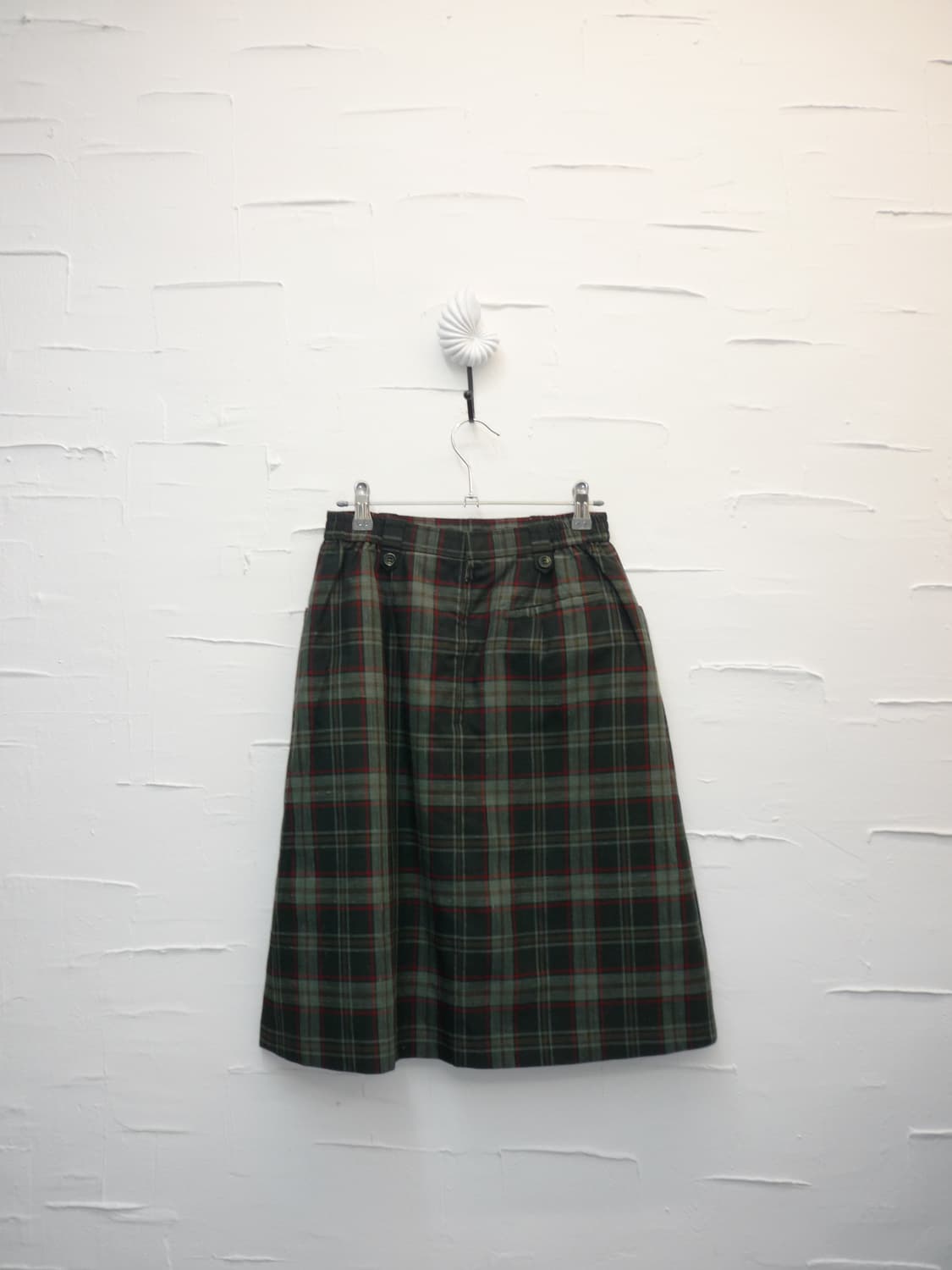 Deep green check midi skirt 상품이미지4