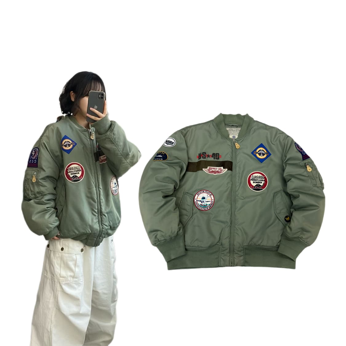메데코 MA-1 밀리터리 플라이트 패치워크 봄버 항공자켓 상품이미지1