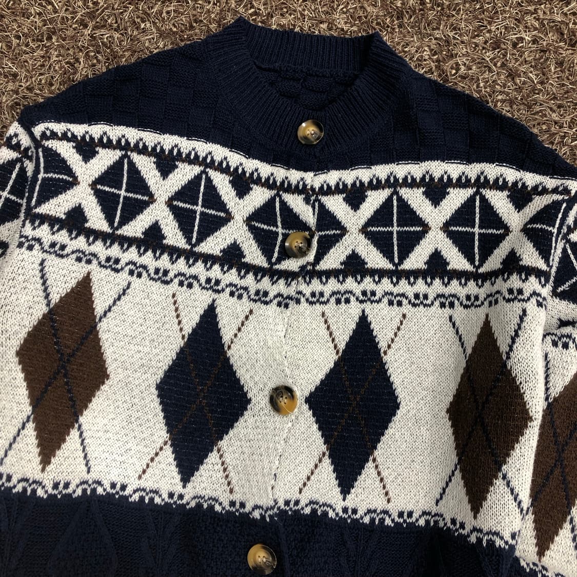 빈티지 아가일 니트 가디건 상품이미지2