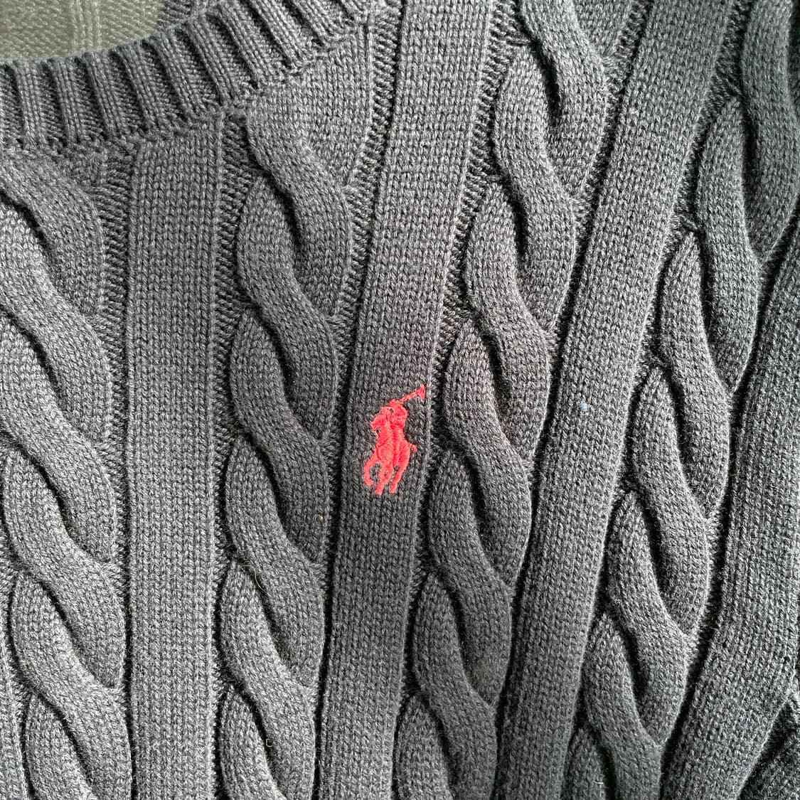 C1 폴로 케이블 니트 코튼 크루넥 스웨터 100사이즈 상품이미지4