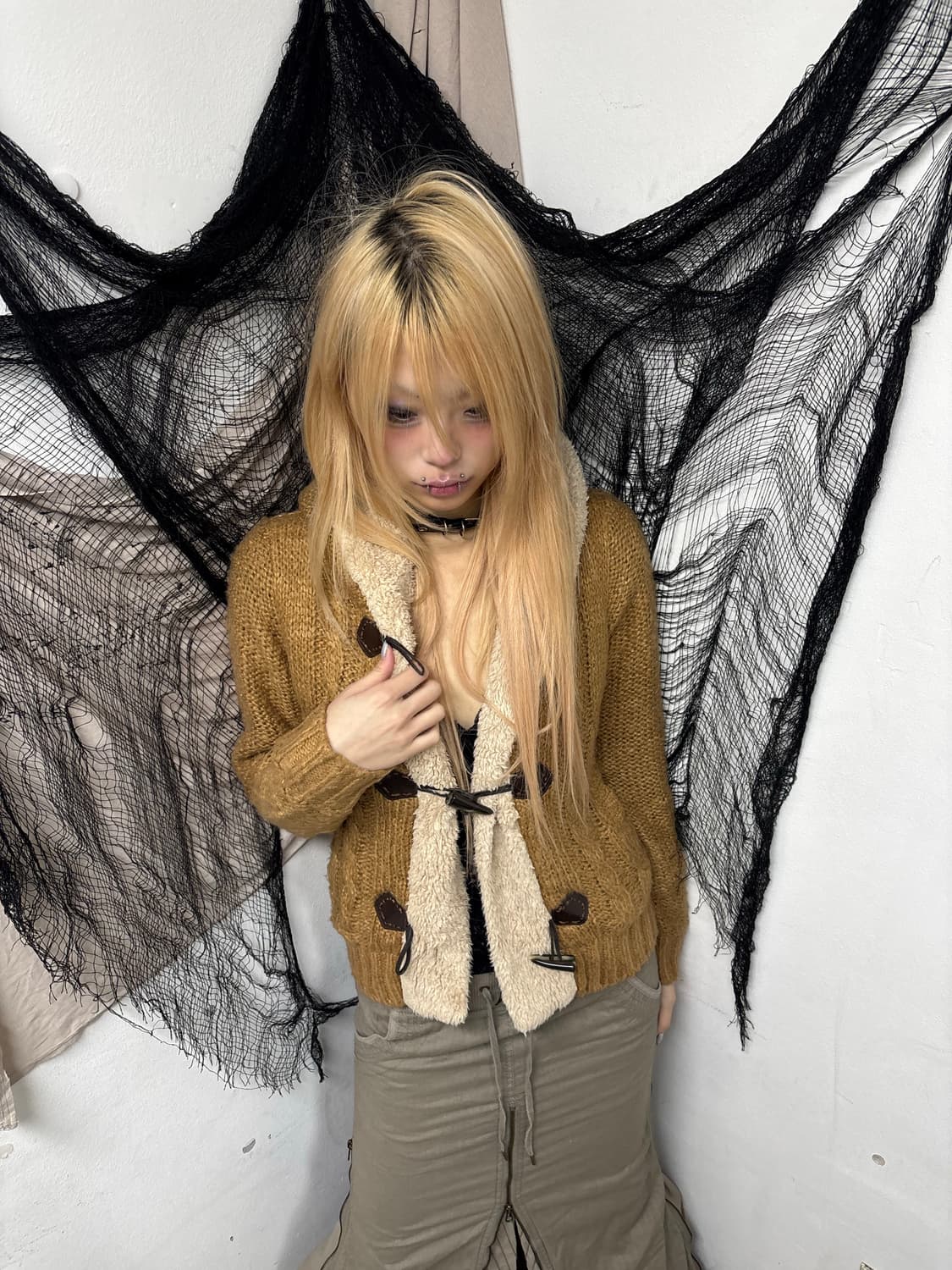 Brown Knit Hoodie Cardigan 상품이미지1