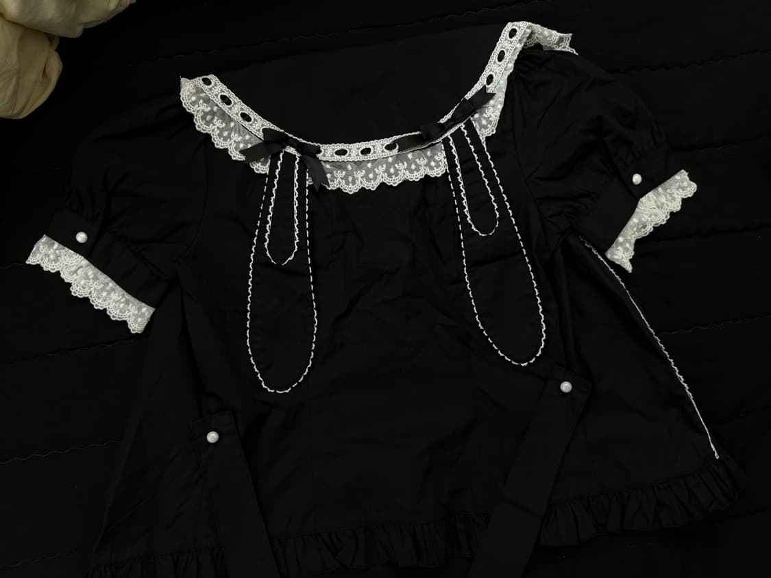 바디라인 우사기 로리타 블랙 셔츠 상품이미지4