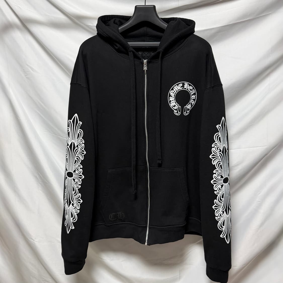 [S+급/XL] 크롬하츠 홀스슈 플로랄 헤비웨이트 후드집업 상품이미지1