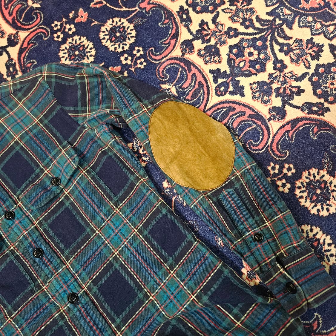 랄프로렌 타탄체크 스웨이드 팔패치 체크 셔츠 0size 상품이미지4