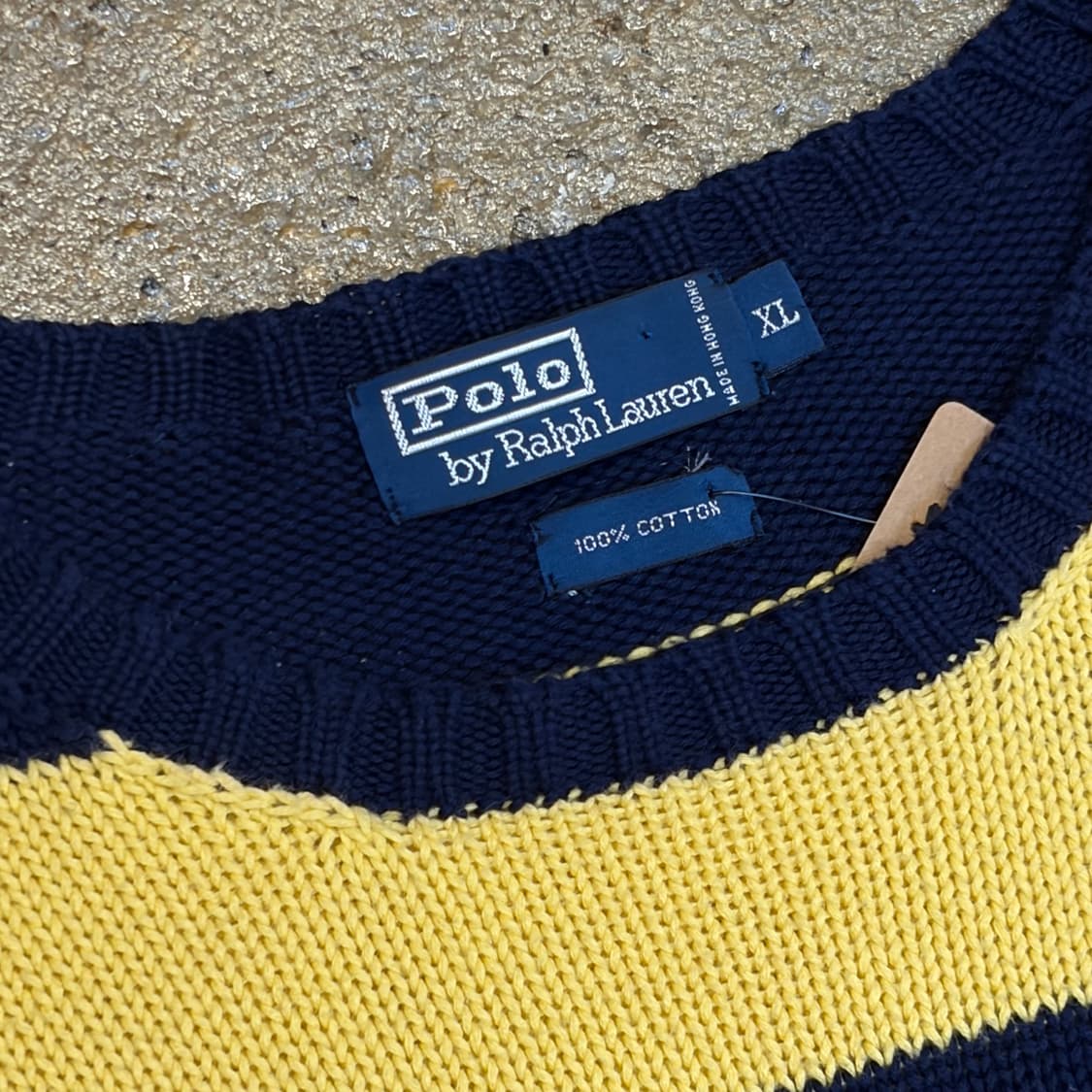 90s USA 빈티지 폴로랄프로렌 스트라이프 단가라 헤비코튼 니트  상품이미지4