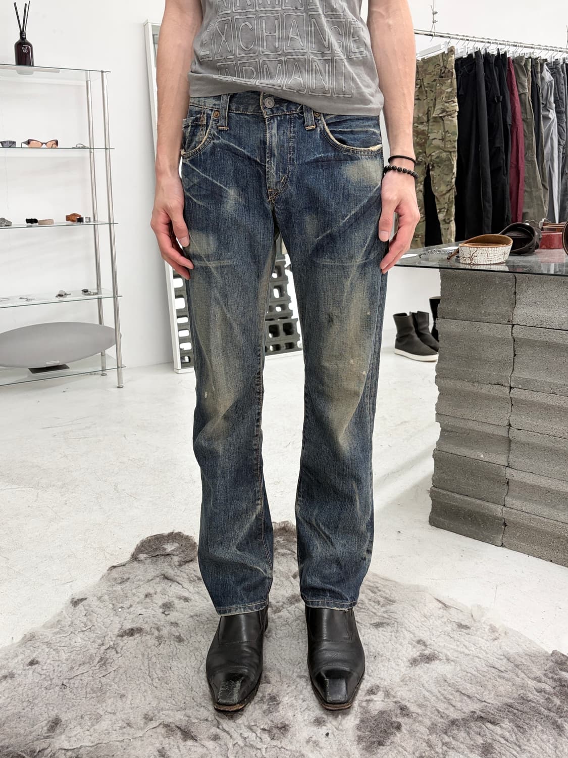 EDWIN 링클 워시드 데님 팬츠 상품이미지1