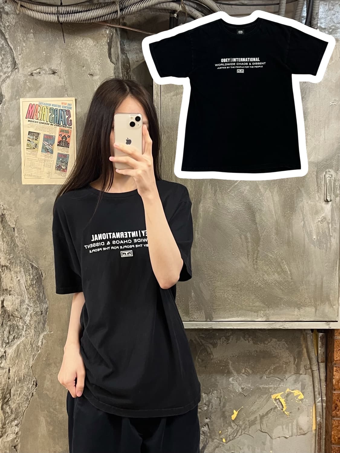 오베이 반팔티 블랙 M #csz454 상품이미지1