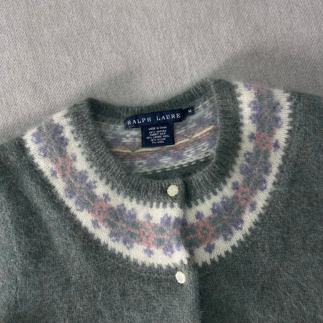 W 95 폴로랄프로렌 앙고라 페어 아일 쇼트 슬리브 가디건 상품이미지2