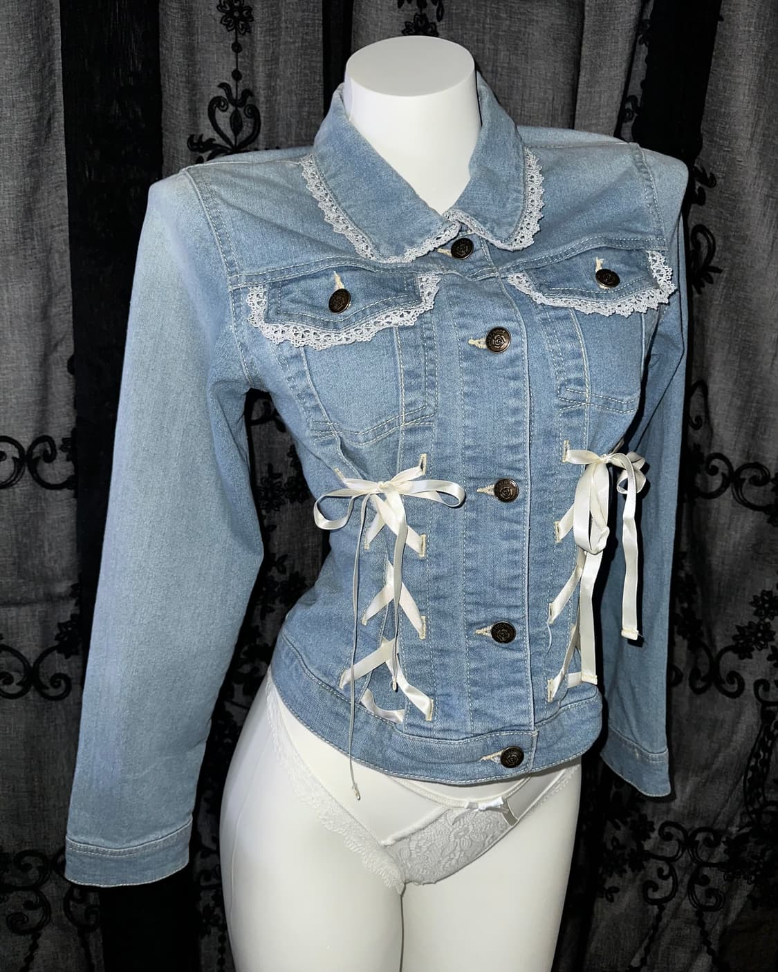 lovely ribbon jean jacket 상품이미지2