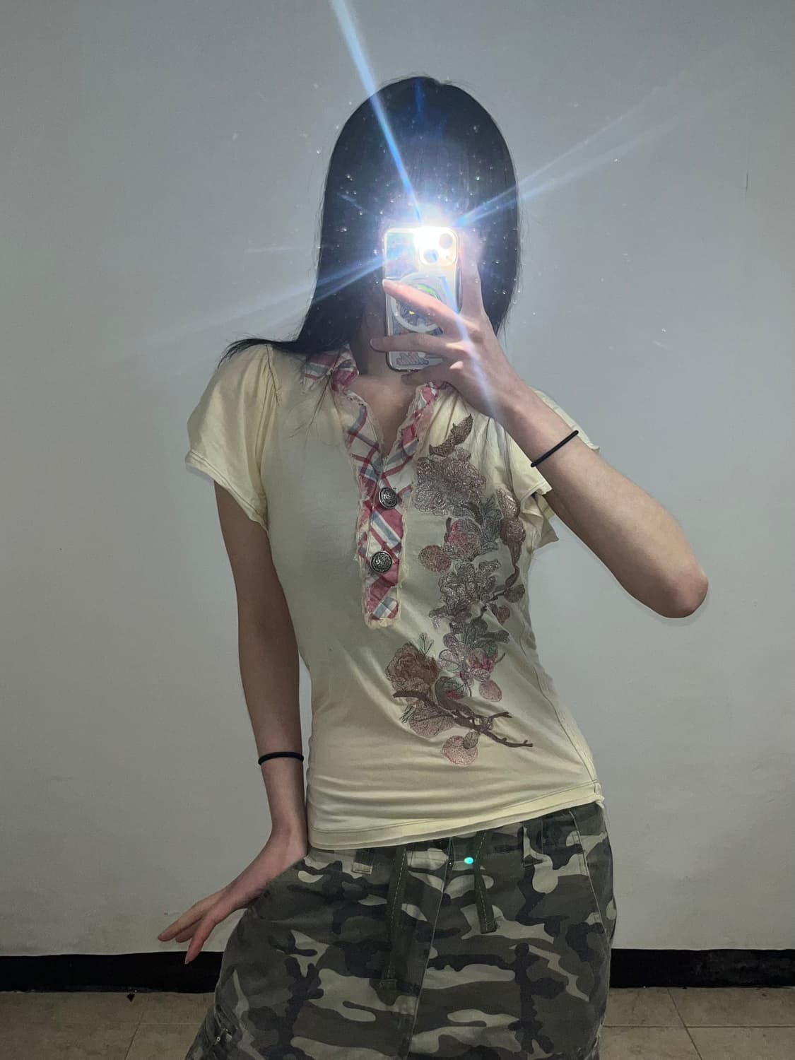 오리엔탈 프린팅 그런지 앤틱 버튼 카라티 상품이미지5