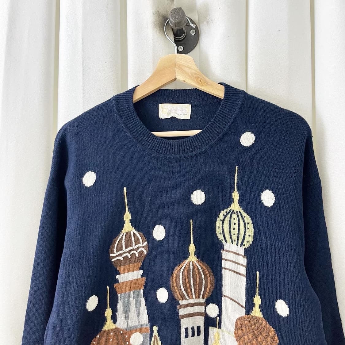 빈티지 네이비 겨울 라운드 니트 상품이미지2