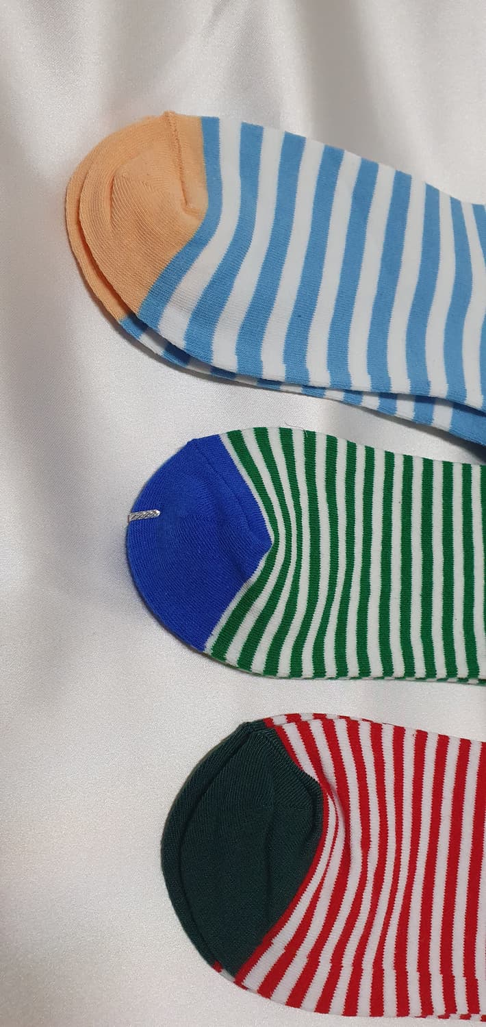 스킨 블루 그린 레드 스트라이프 Bonne Maison 본메종 양말 상품이미지6