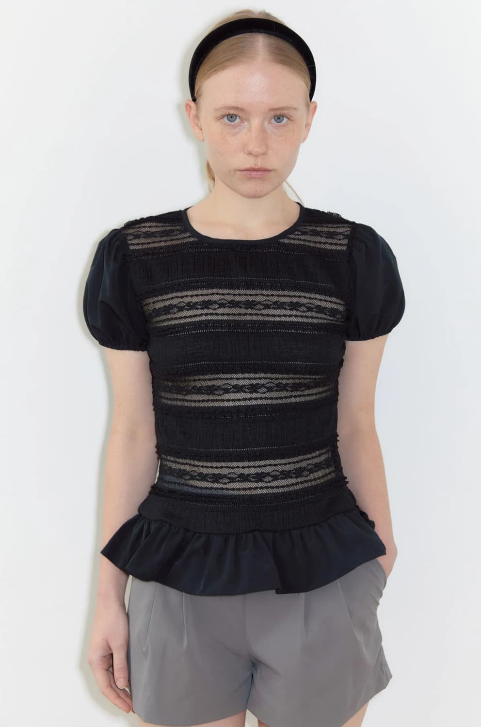 반택포) 시눈 레이스 티셔츠 lace mixed t-shirts 상품이미지1