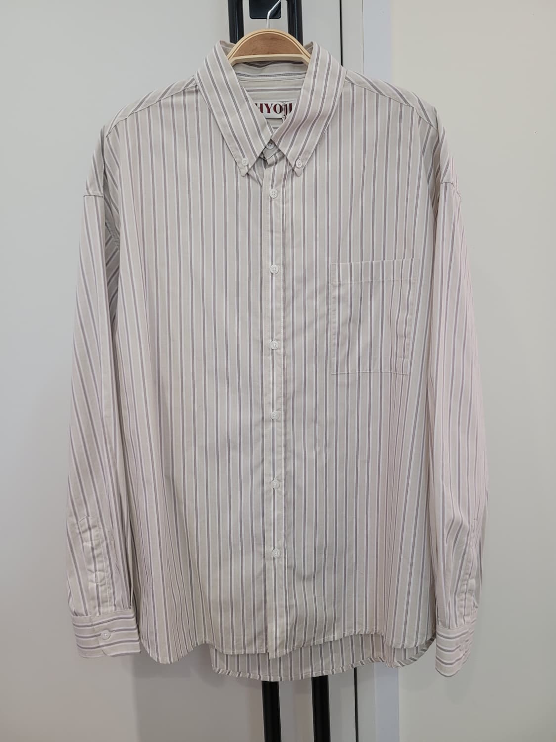 효지 HYOJI 스트라이프 긴팔 셔츠 오버핏 프리사이즈 택달린새제품 상품이미지1