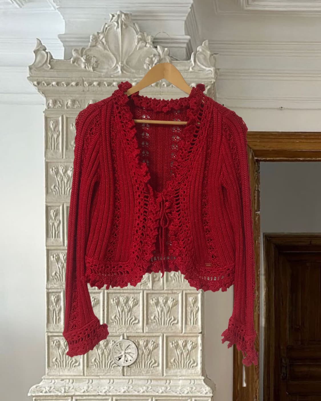 vintage red crochet cardigan 상품이미지6