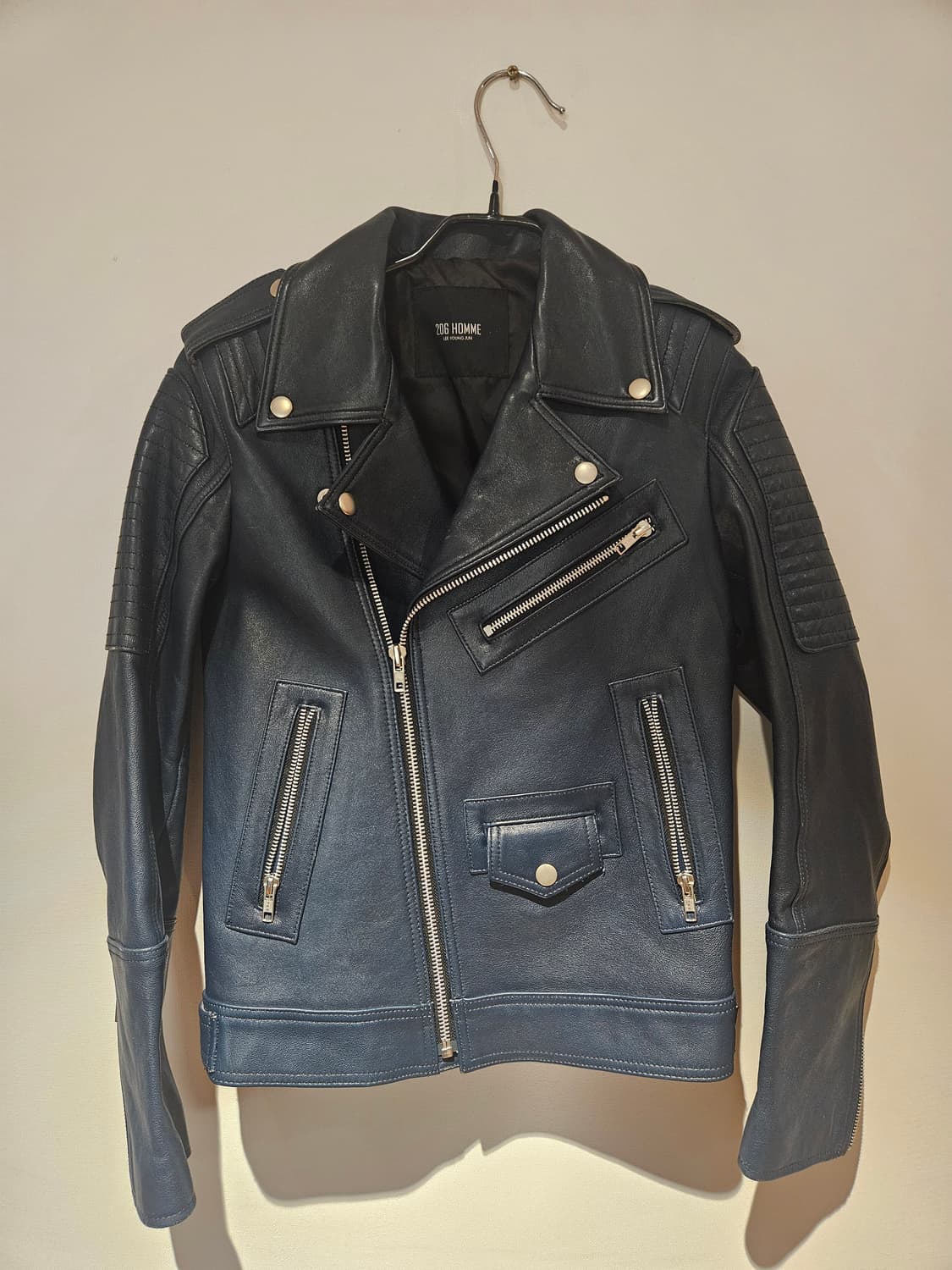 남녀공용 네이비컬러 라이더 레더자켓 90 상품이미지1