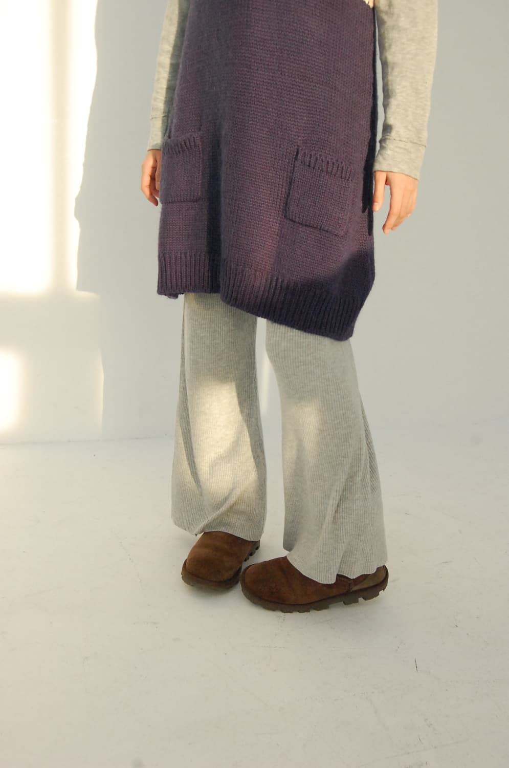 Denim dungaree knit one piece 상품이미지4